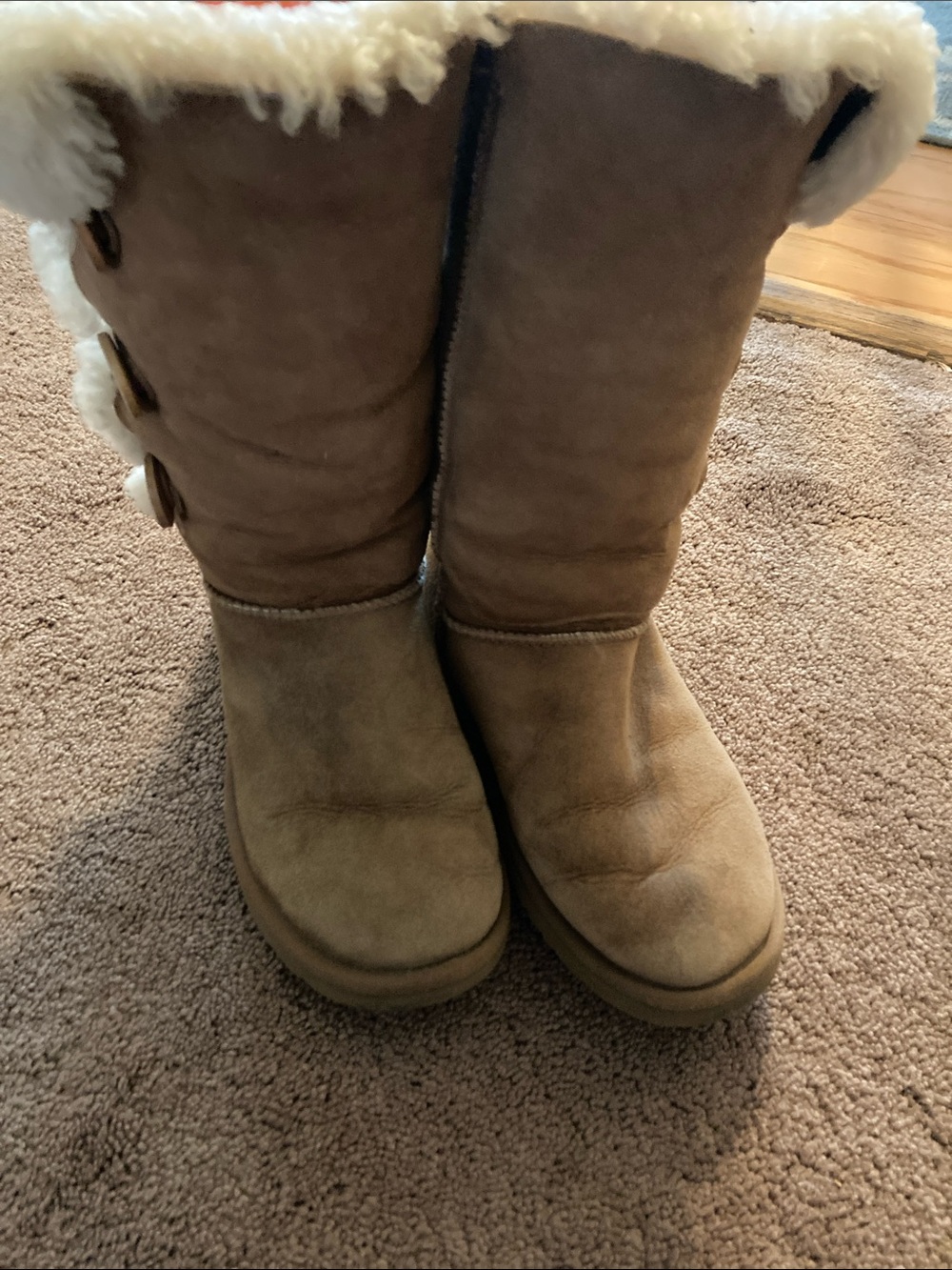 UGG Chestnut Button-Accent Tall Shearling Boots